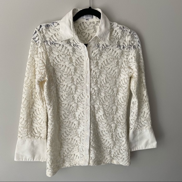 Anne Fontaine 'Calisse' Stretch Lace Blouse - Picture 4 of 16
